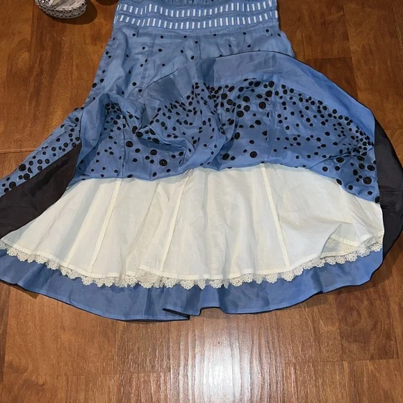 Anthropologie Floreat Blue A Line dress Spring - Picture 9 of 10